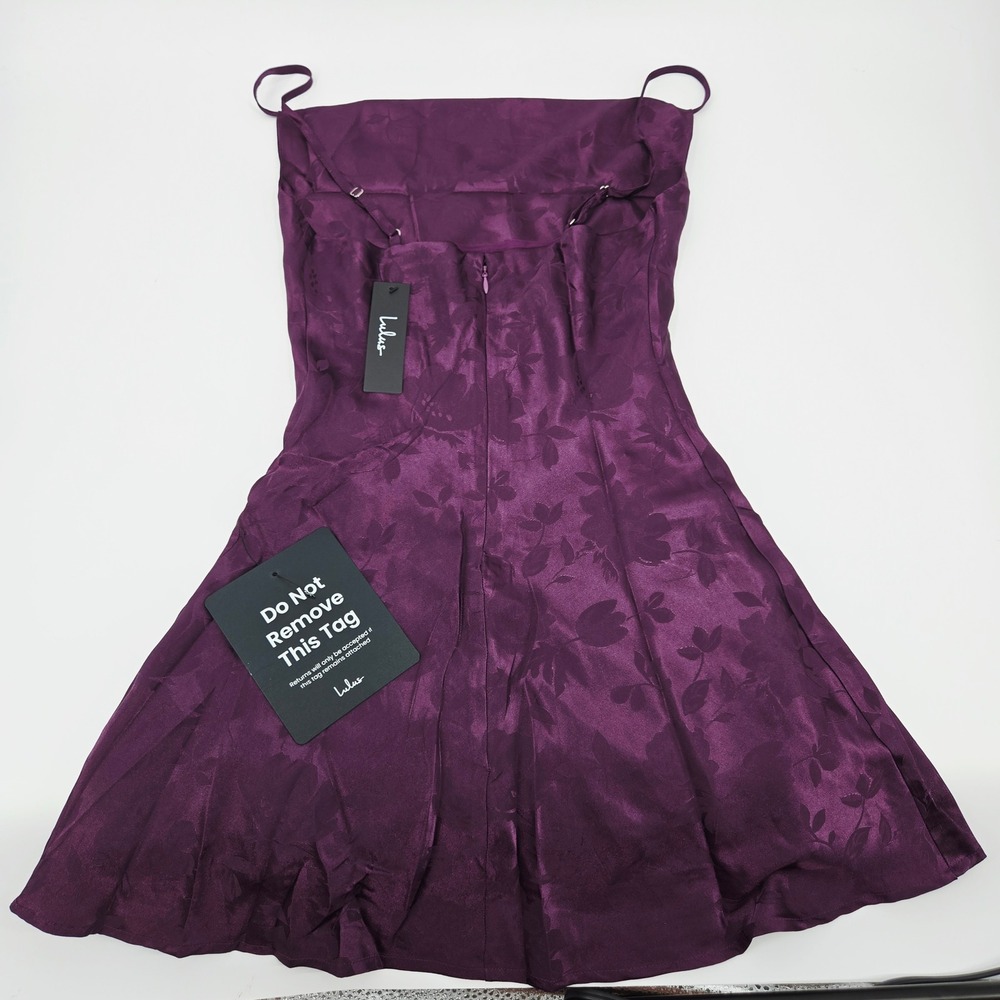 Lulus Floral Jacquard Satin Square Neck Mini Dress NWT Size S Y2K Vibe - Picture 4 of 11